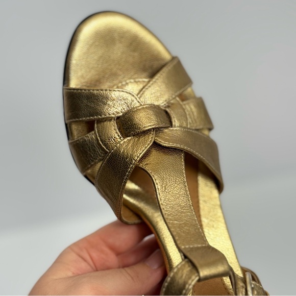 Sofft Leather Gold Metallic Comfort High Heels M Slingback Sandals 8M Dress Shoe - Picture 8 of 13